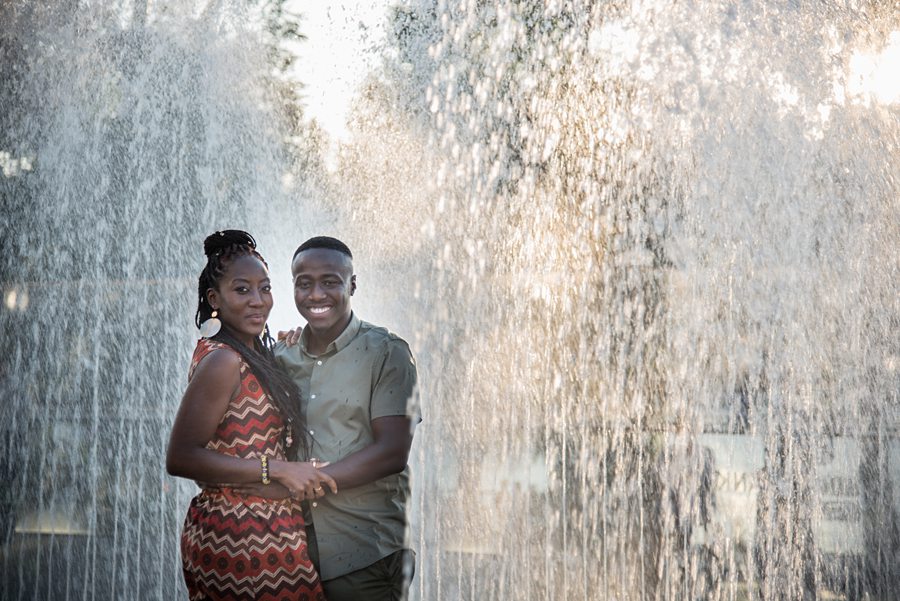 Couple stood in fountain