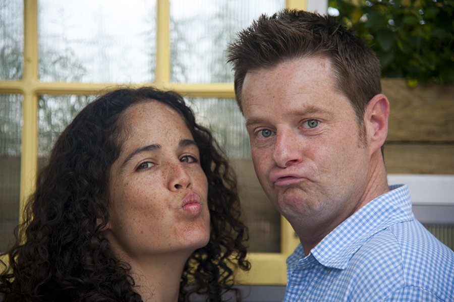 Couple pulling faces at the camera