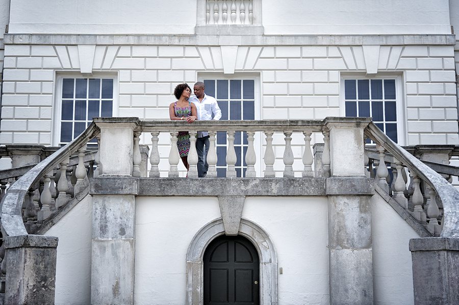 Couple talking on landing