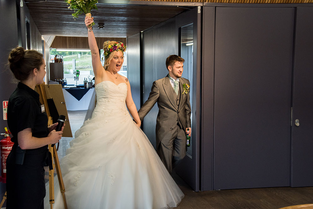 Couple entering the reception rooom