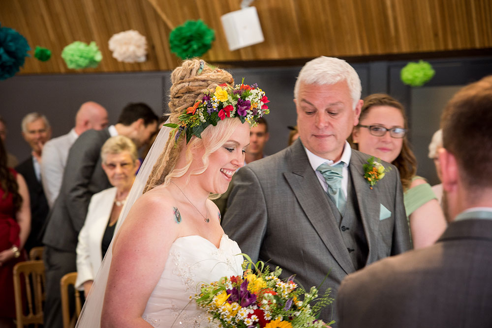 Bride at the altar with her father