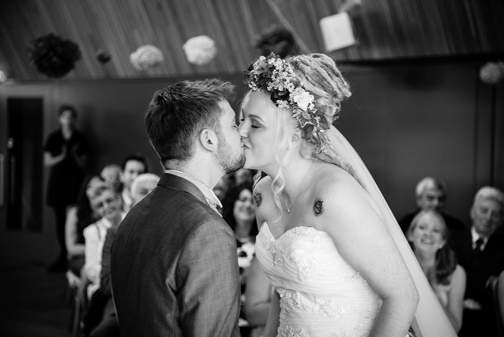 Couple&rsquo;s first kiss