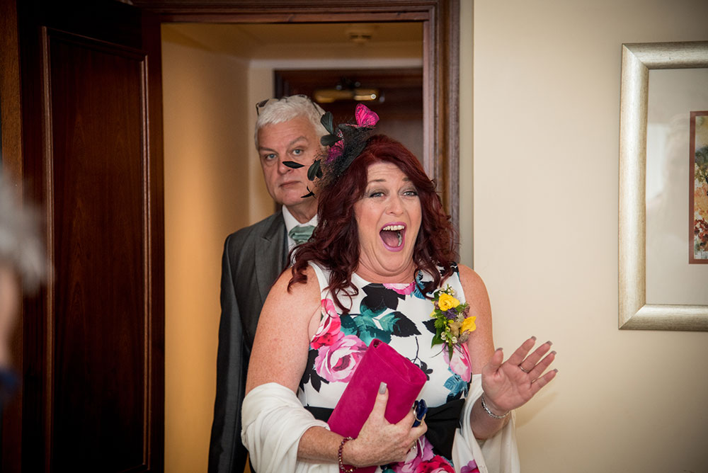 Step mum reacting to bride&rsquo;s dress