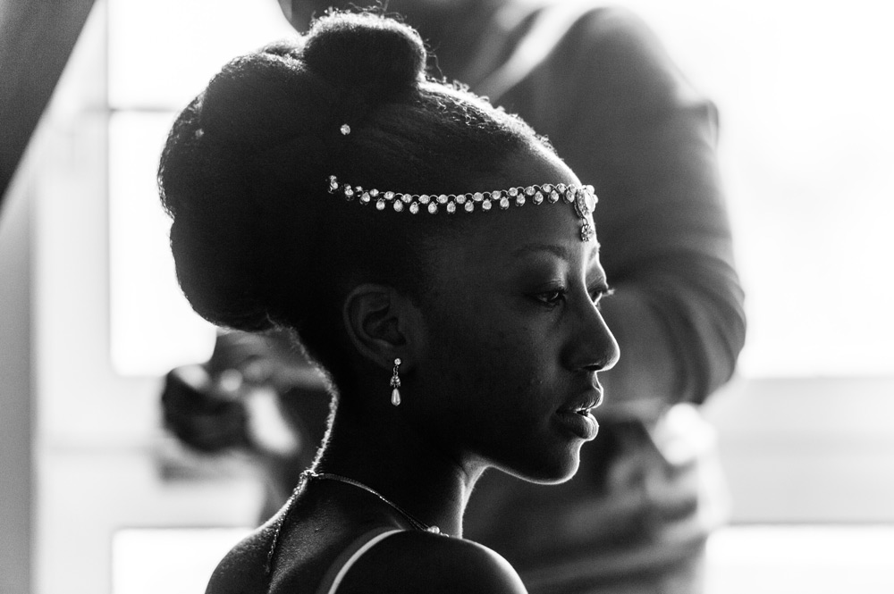 Bride during bridal prep