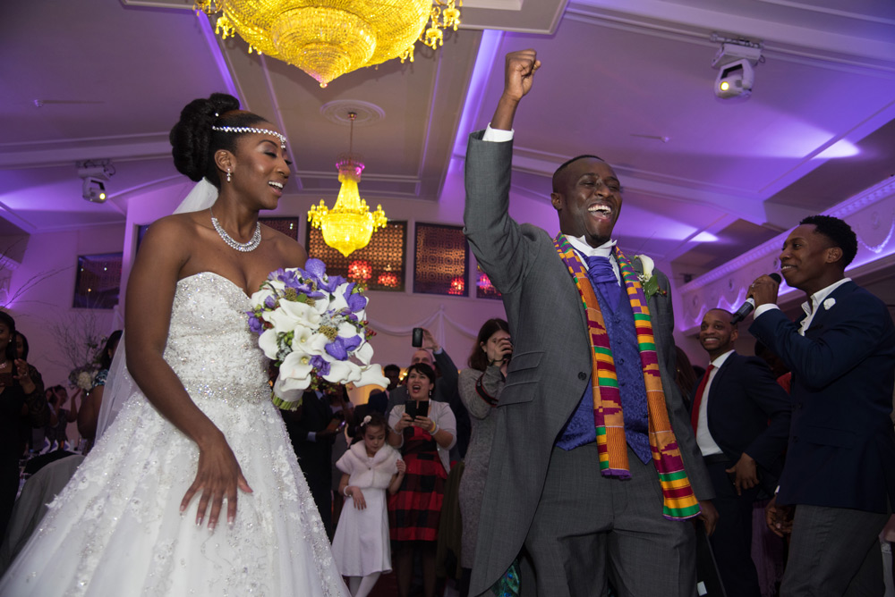 Bride and groom dancing