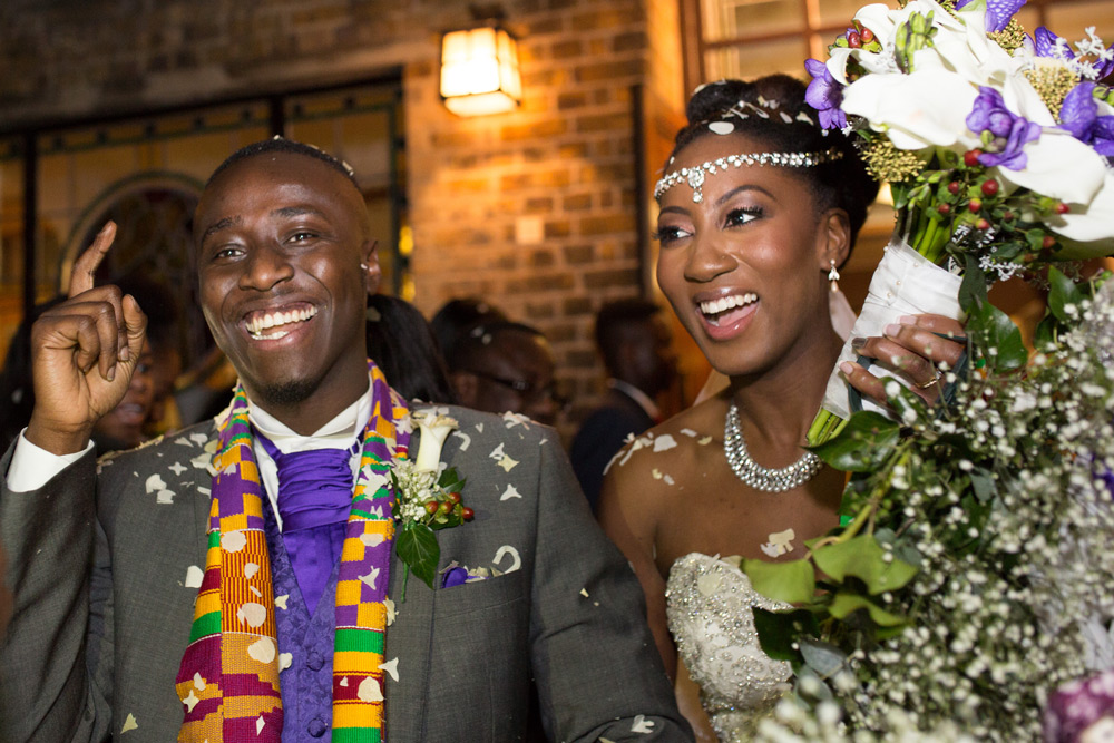Bride and groom outside the church