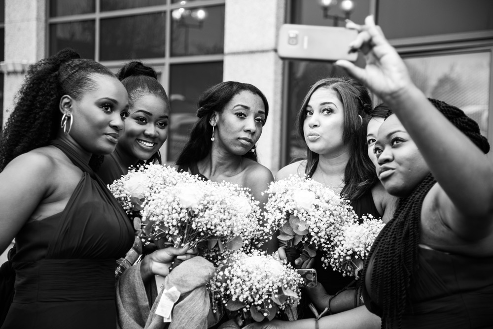 Bridesmaids taking a selfie
