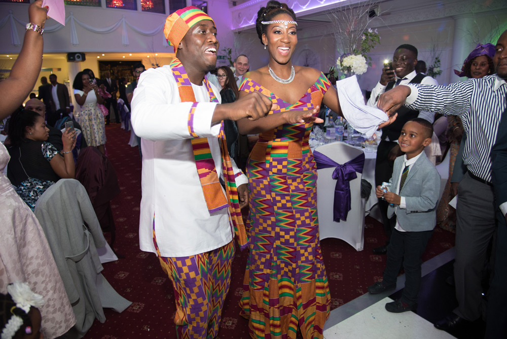 Couple returning in traditional outfits