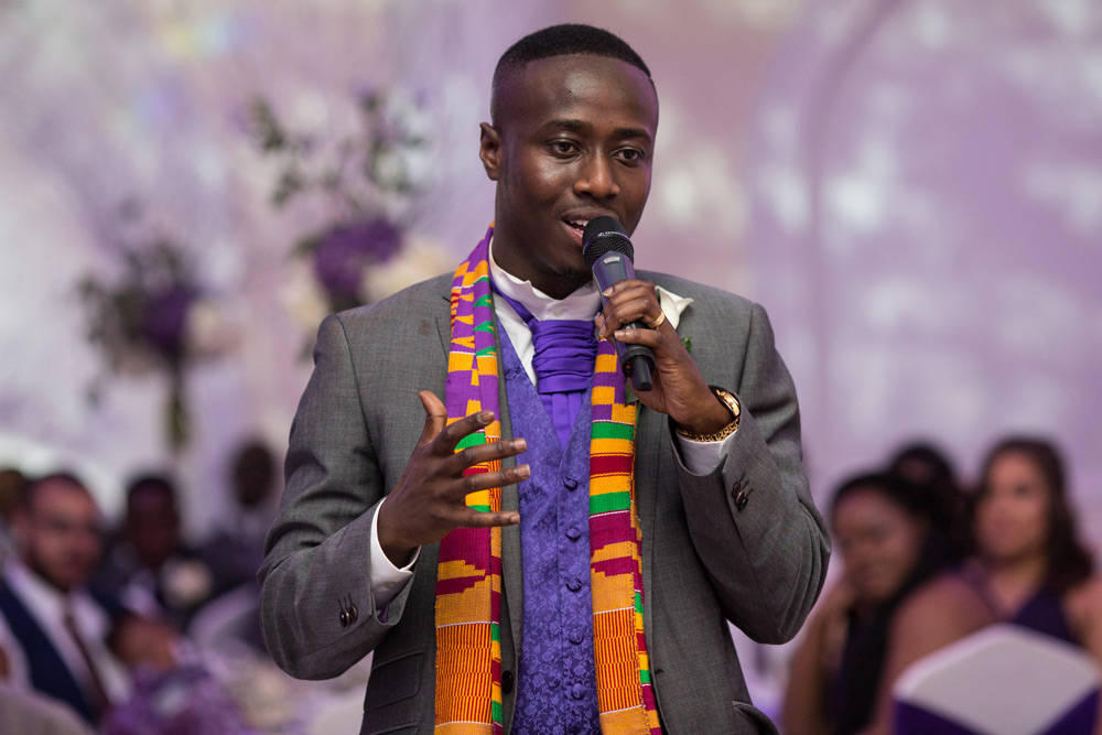 Groom during his speech