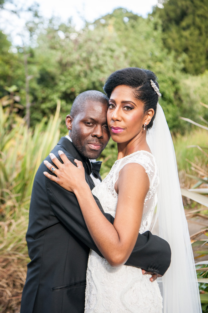 Couple posing in gardens
