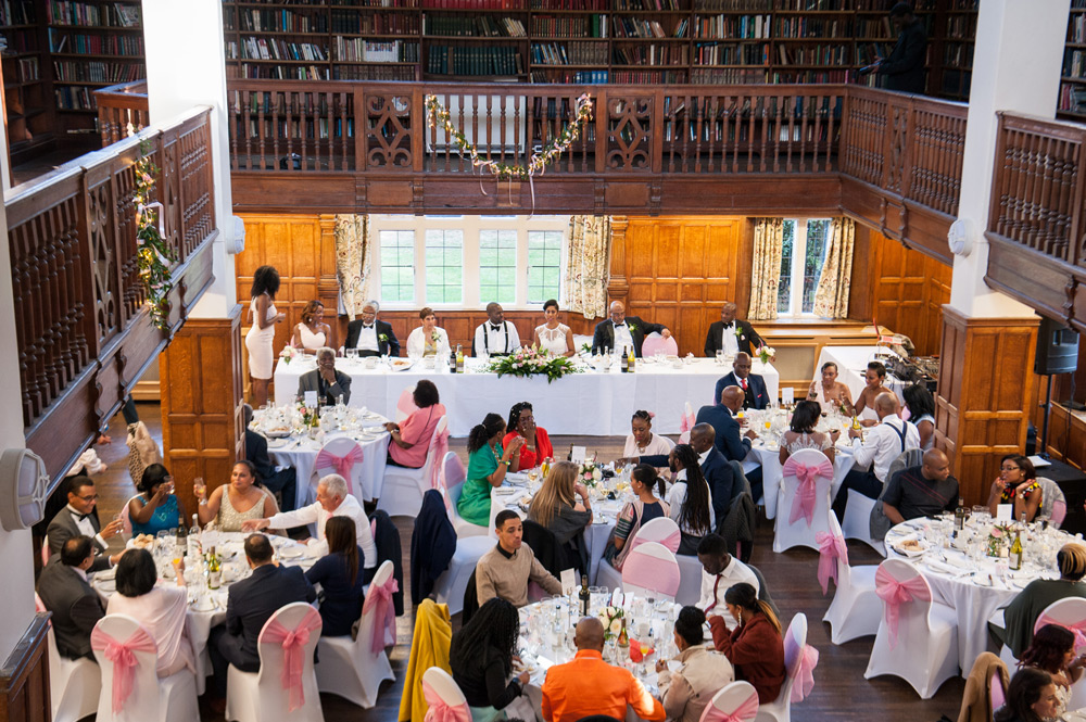 Aerial shot of guests before the wedding breakfast