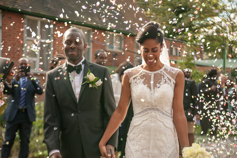 Walking through confetti