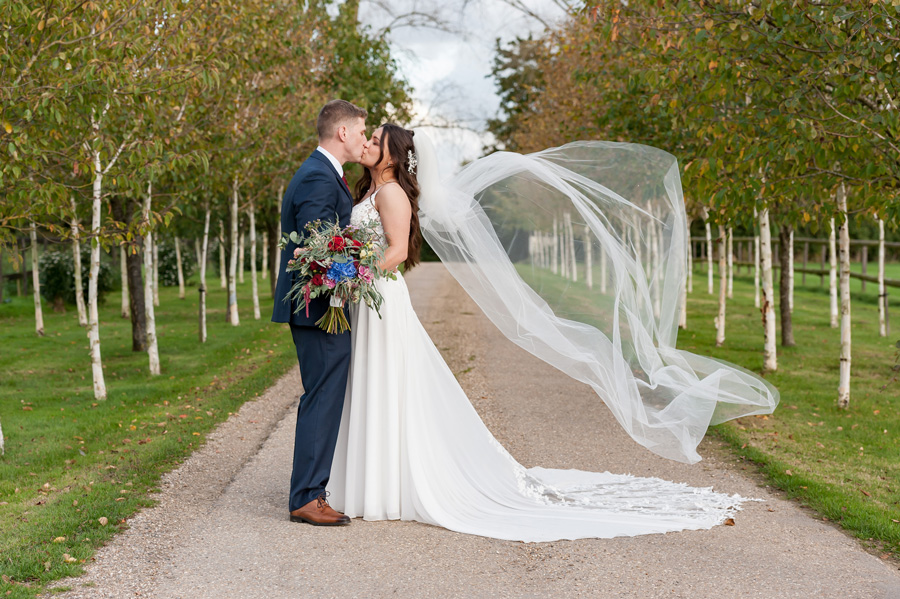 Wedding couple laughing