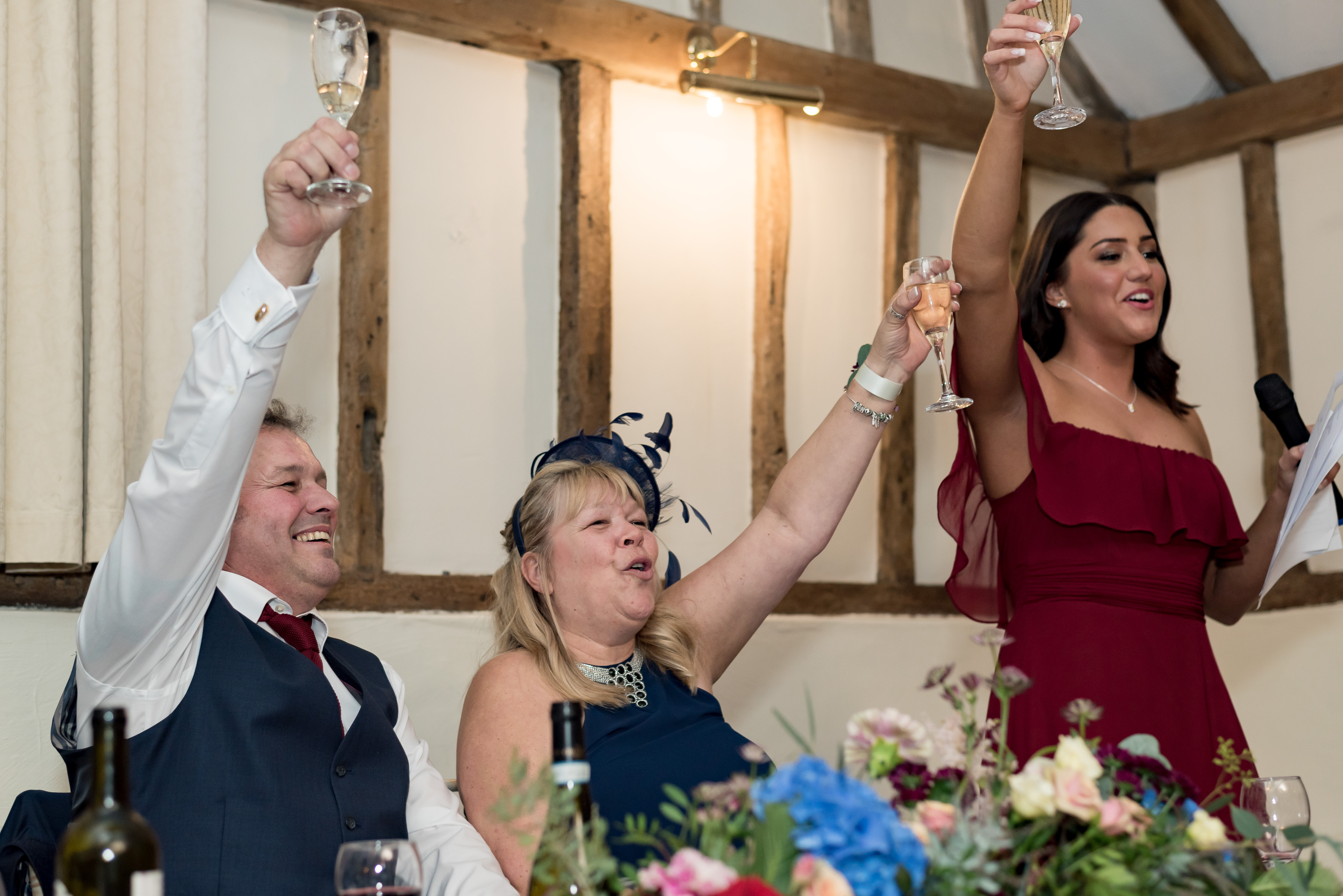 Toasting the couple at The Reid Rooms wedding reception