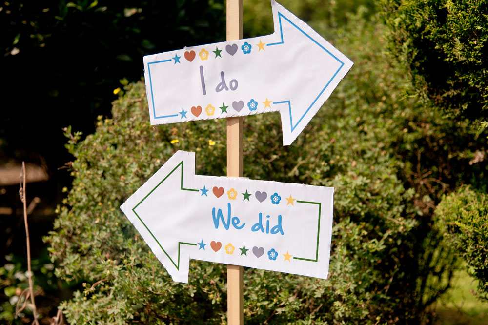 Wedding directions sign for guests
