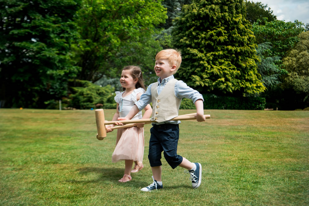 Children running in garden