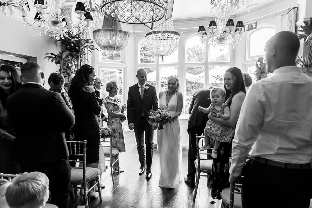 Couple leaving the ceremony room