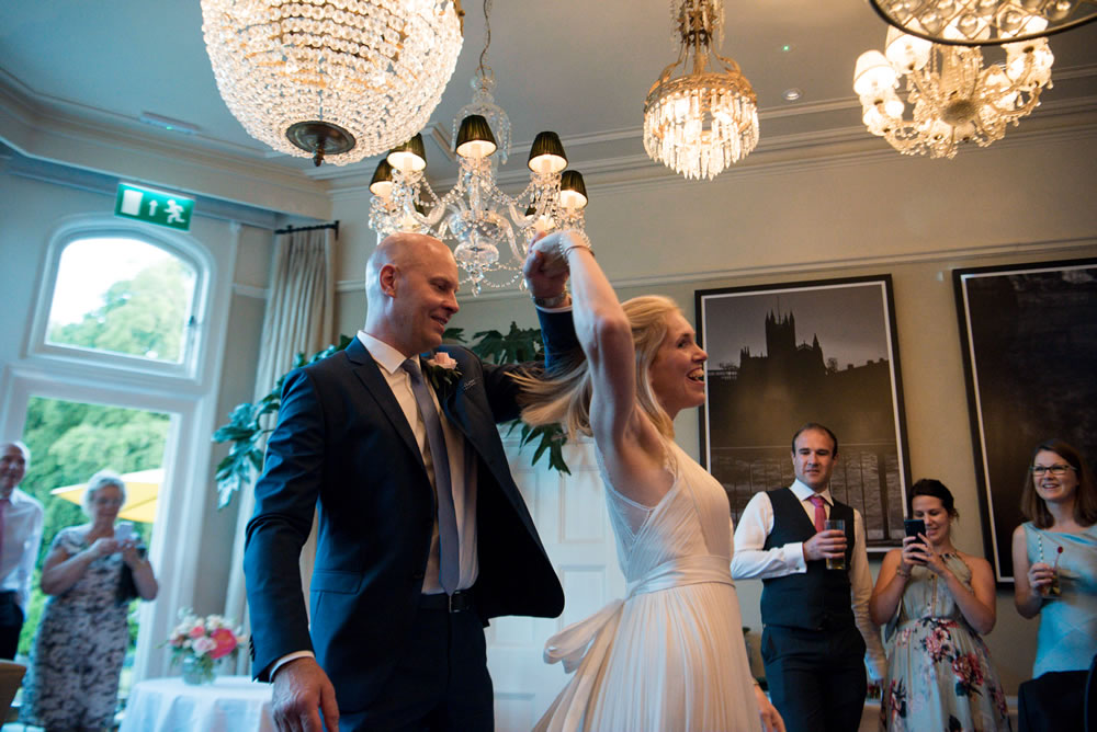 Couple twirling during first dance