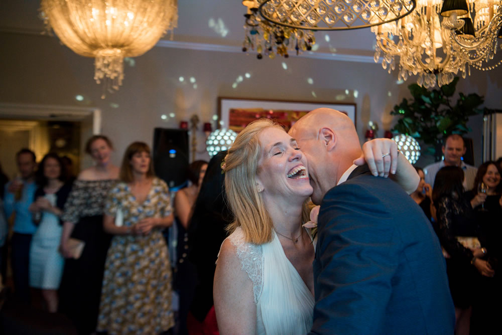 Couple hugging during first dance