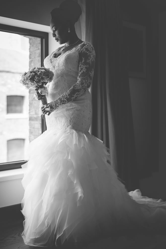 B&W of bride