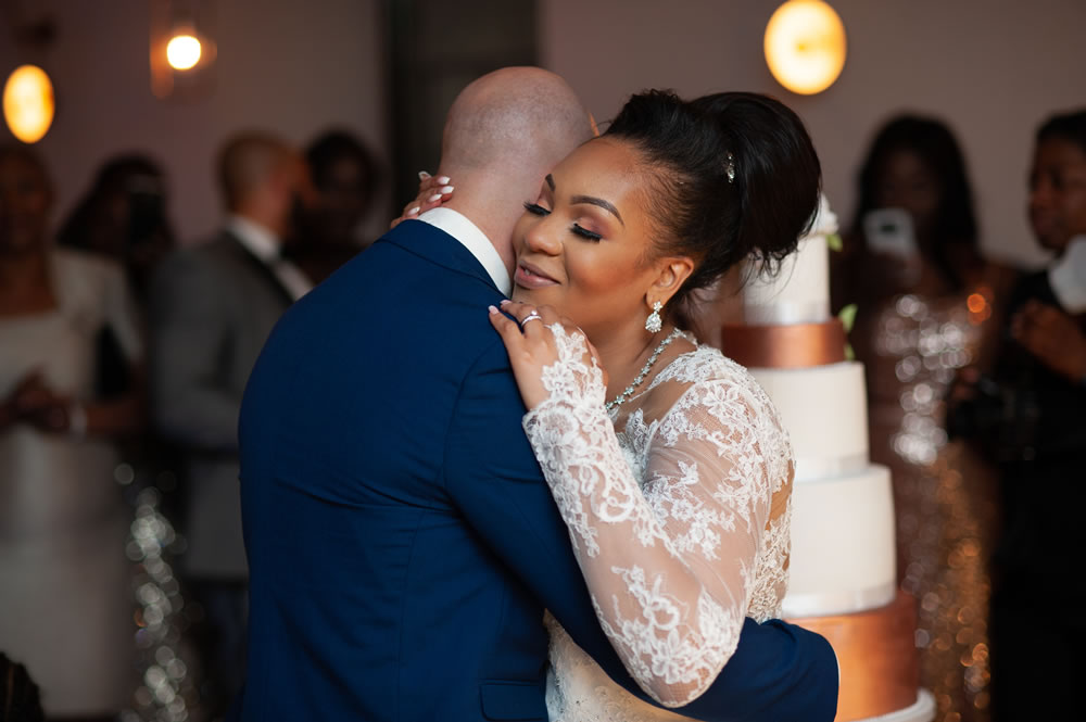 Bride smiling during first dance