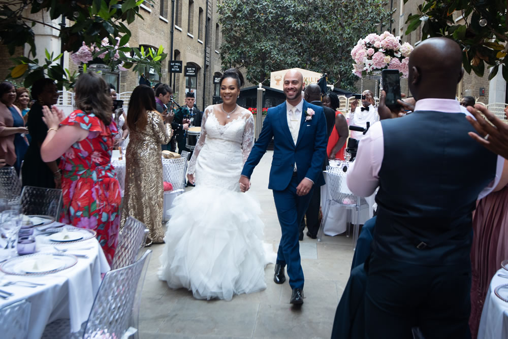 Couple entering reception