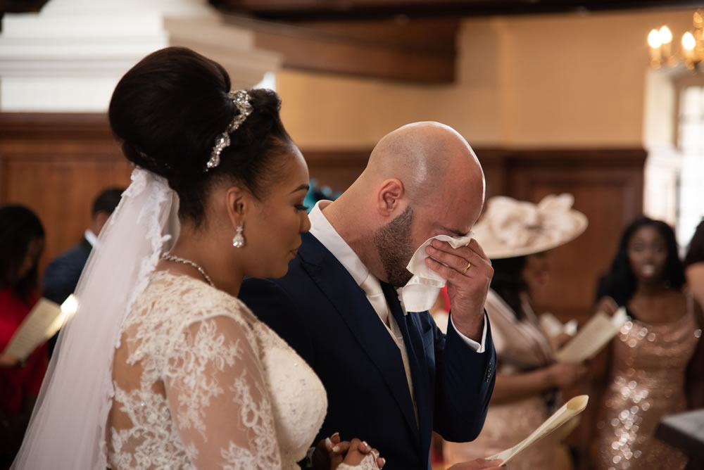 Groom crying