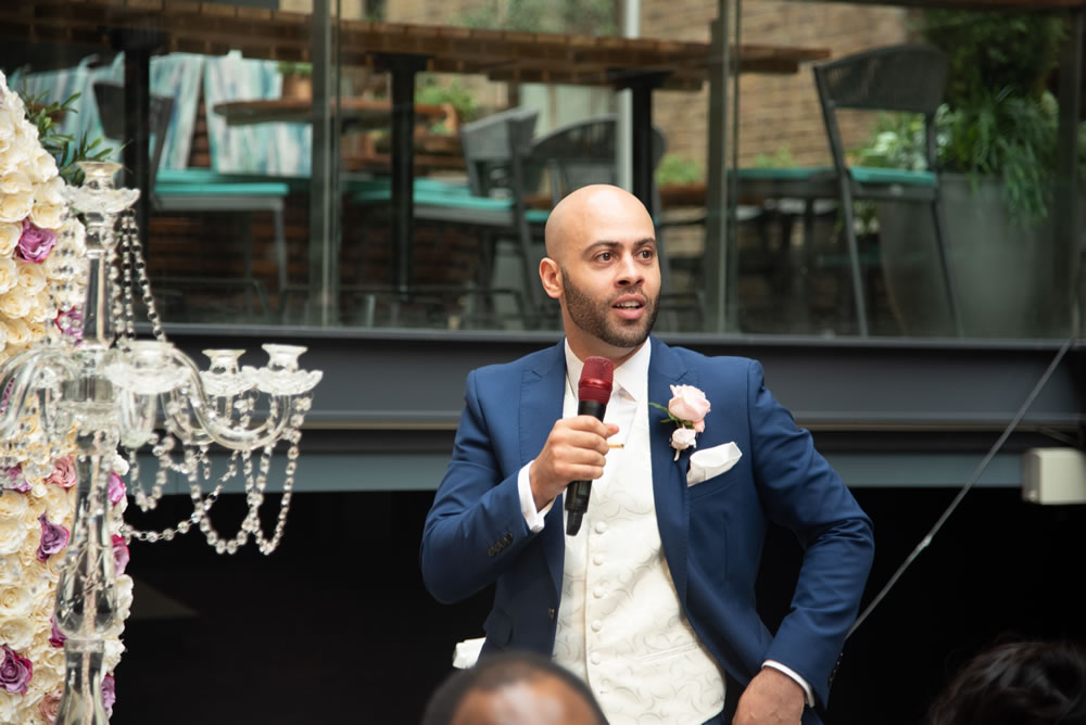 Groom during his speech