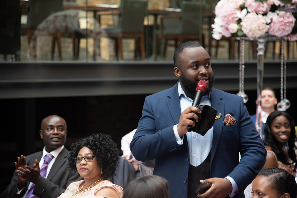 MC speaking to guests