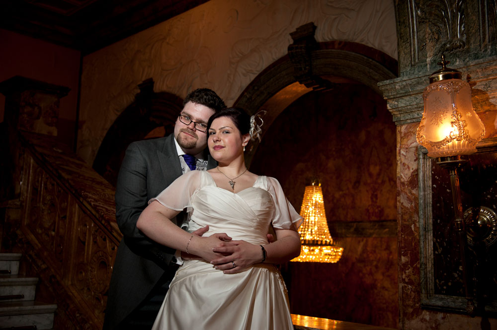 Bride and groom portrait on stairs