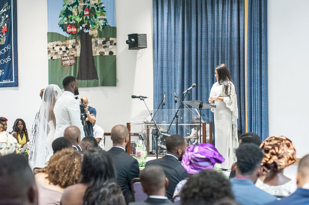 Pastor speaking during ceremony