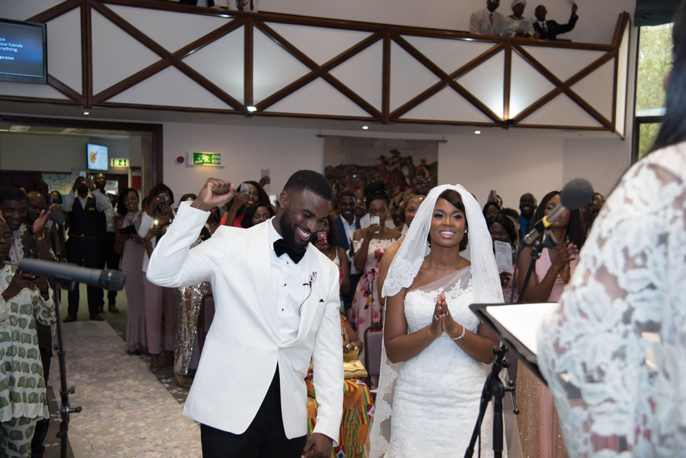 Couple celebrating being married