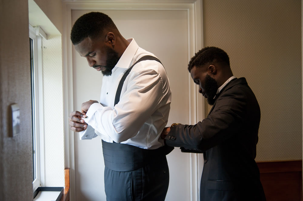 Groom getting ready