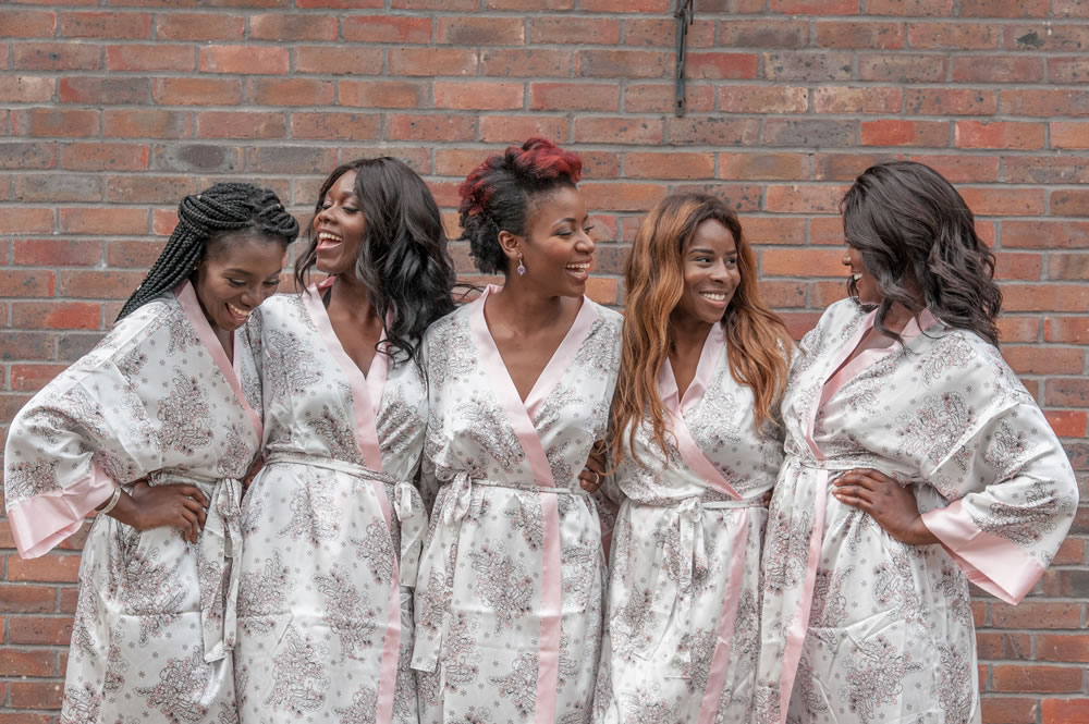 Bridesmaids together before getting ready