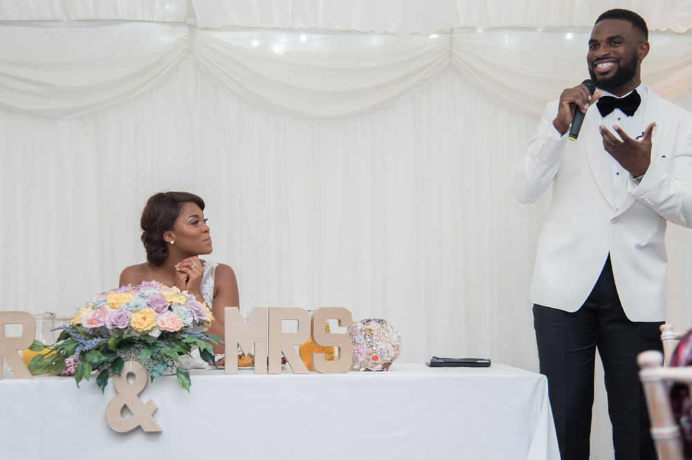 Groom during his speech