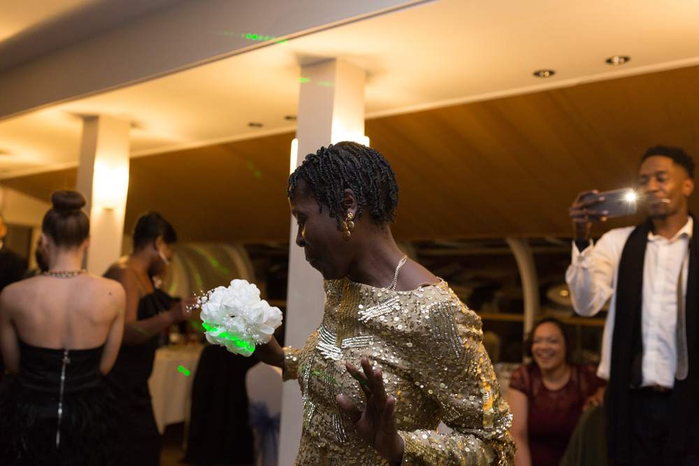 Woman with bouquet she caught