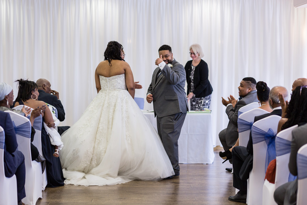 Groom thumbs up after offically married