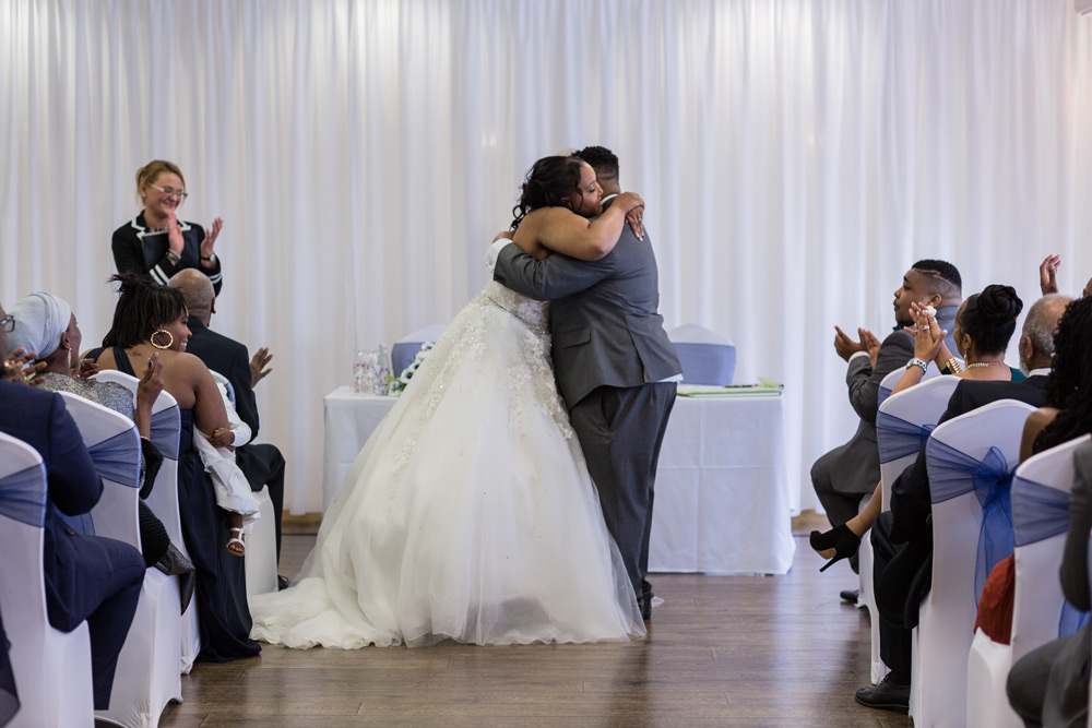 Hugging after first kiss