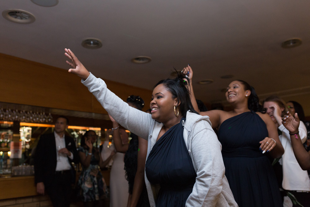Women getting ready to catch the bouquet