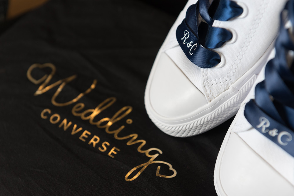 Wedding converse on bag